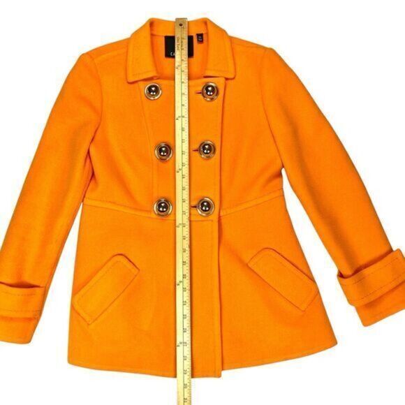 CARLISLE Wool Unlined Double Breasted UNIQUE Pea Coat 8 Chic Modern Preppy Noel - Picture 12 of 16